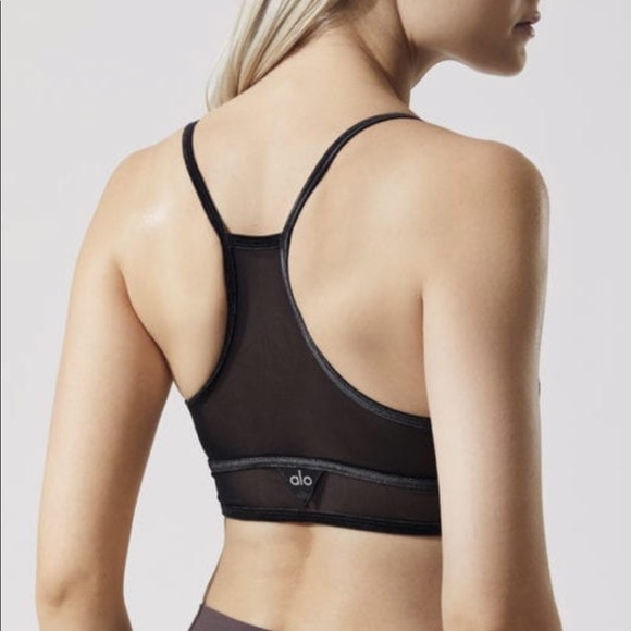 new Alo Yoga Lux Velour velvet mesh bra, S - Picture 2 of 6